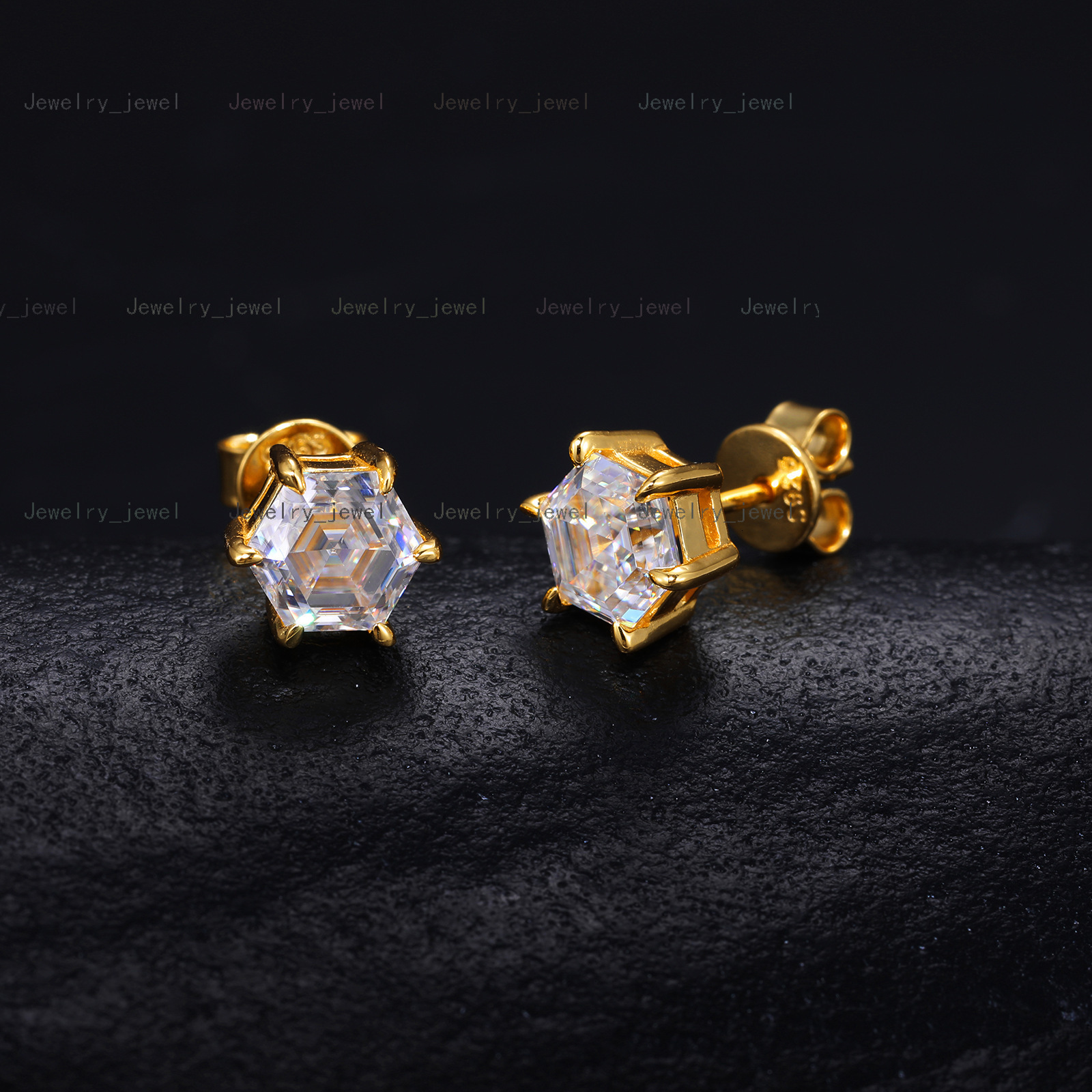 18K Gold Plated 925 Silver Moissanite Earrings Durable Anti Allergic Ear Stud Jewelry