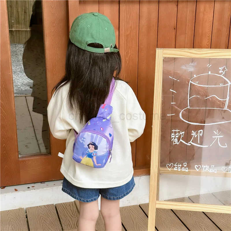 Disney Original Cartoon Chest Pack Lilo Stitch Frozen Princess Cute Baby Portable Crossbody Bag Children Casual Small Backpack W250623