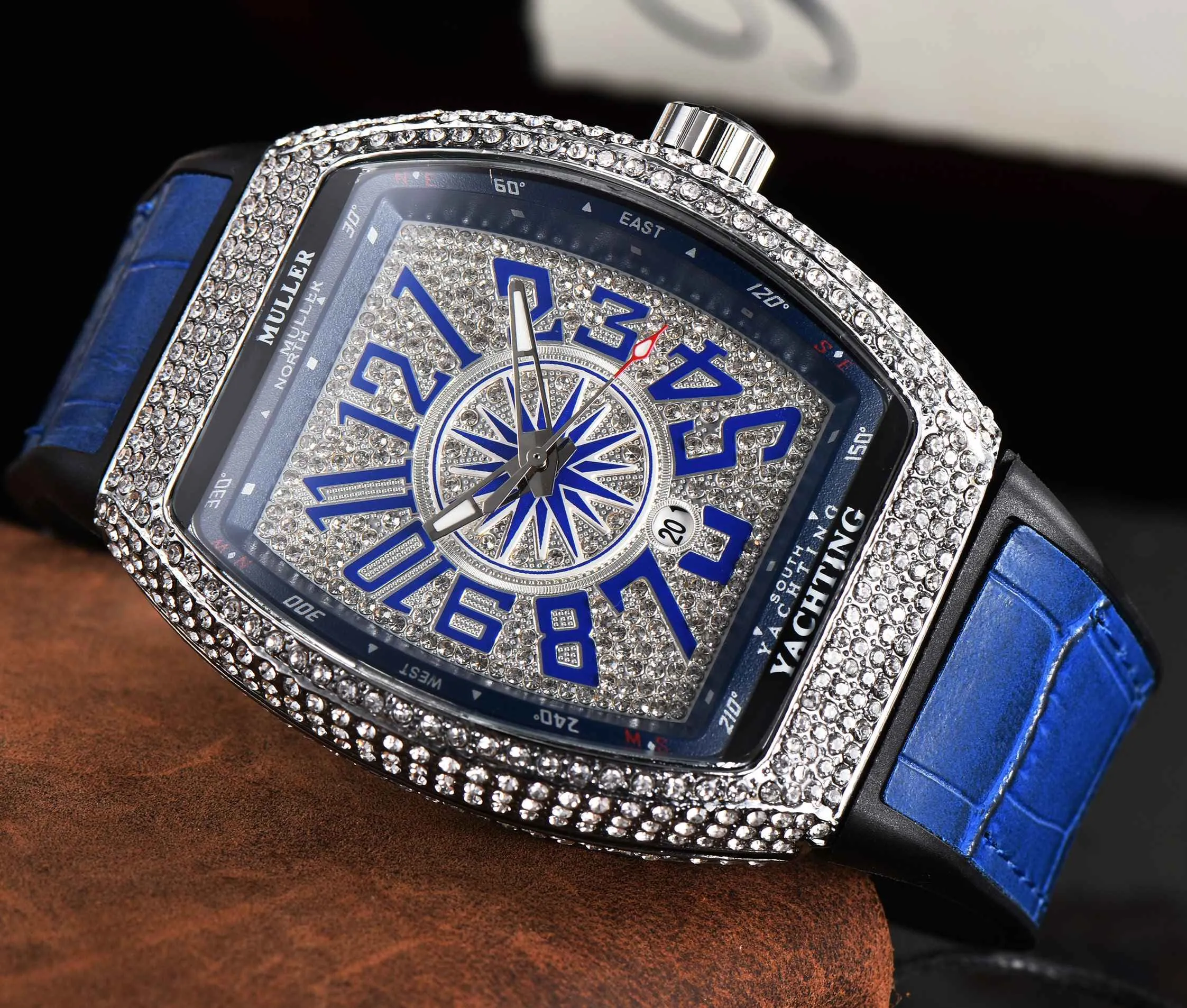 Classic Full Diamond Series Luxury Surface Digital Designer Watch 2025 Advanced Mens Watches Function Quarz Chronograph Watch