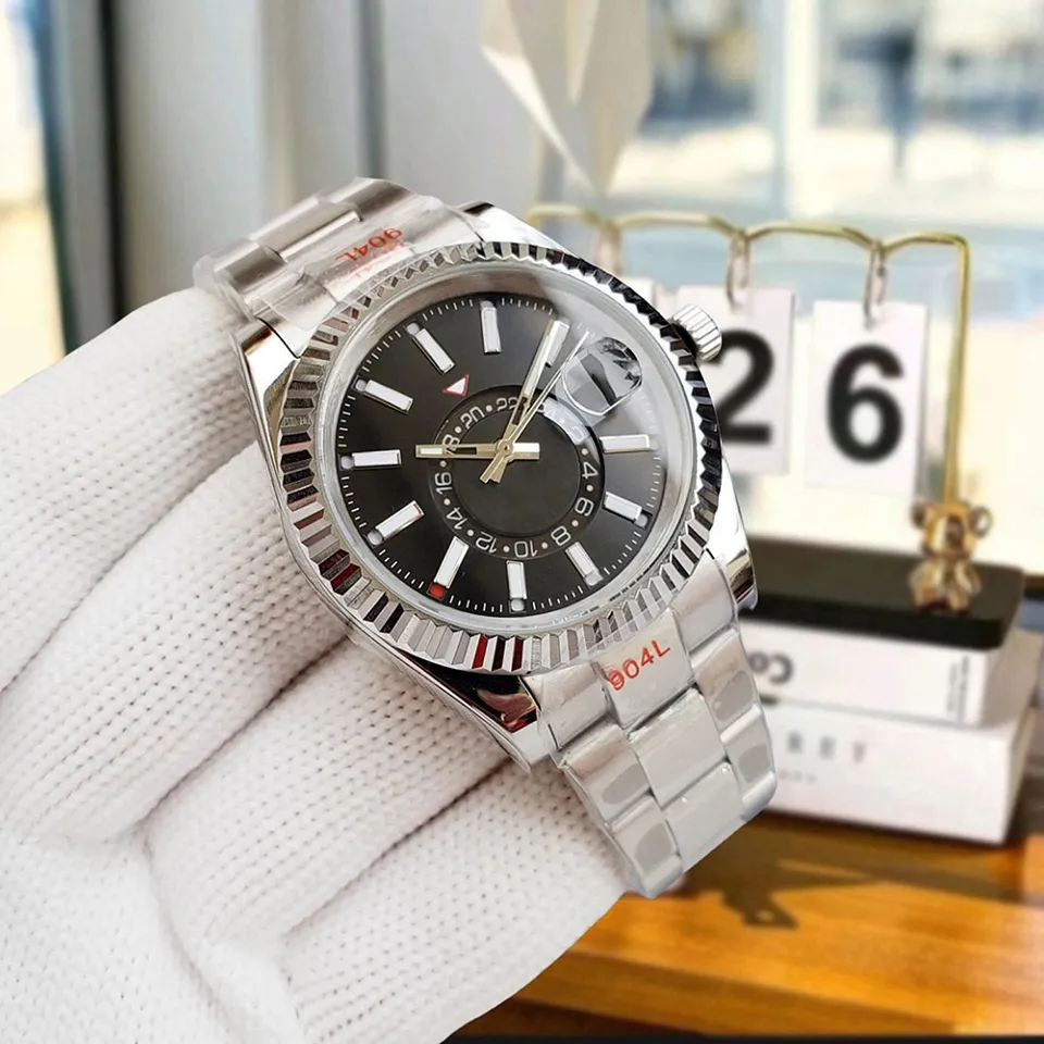 Luxury Men 40MM stainless steel rubber strap Gold watch sapphire waterproof watch Orologio Uomo