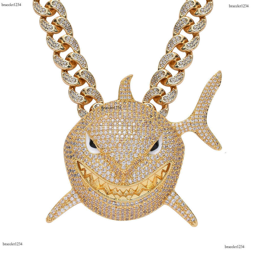 Luxury designer Great Shark Street Advantage Cool Funky Ice Out VVS Moissanstone Hip Hop Cuban Chain Pendant with FREE shipping