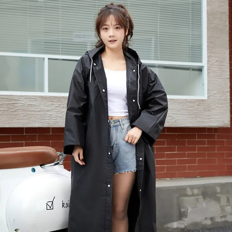 1PCS High Quality EVA Unisex Raincoat Thickened Waterproof Women Men Black Camping Waterproof Rainwear Suit 250421