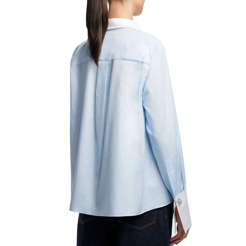 CHCH Women Bleu Tops Blouses Fashion Embroidery Casual Long Sleeve Office Lady OL Shirts Slim Blusas