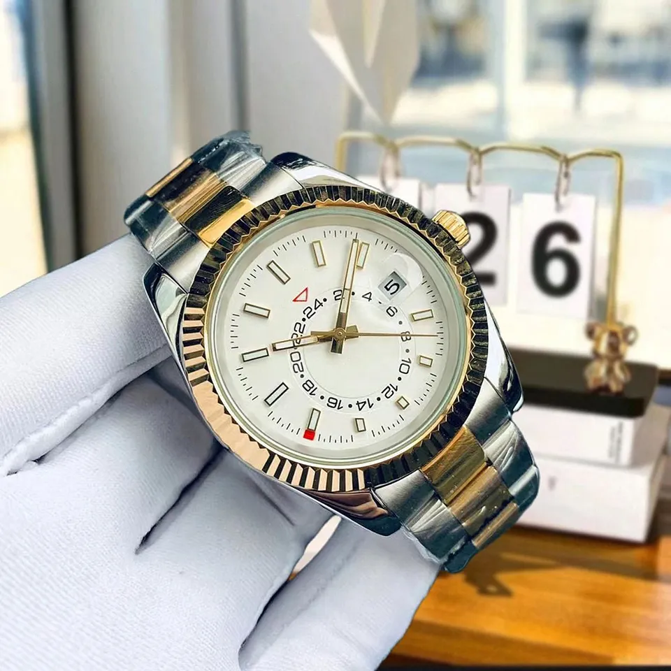 NEW Luxury Men 40MM stainless steel rubber strap Gold watch sapphire waterproof watch Orologio Uomo