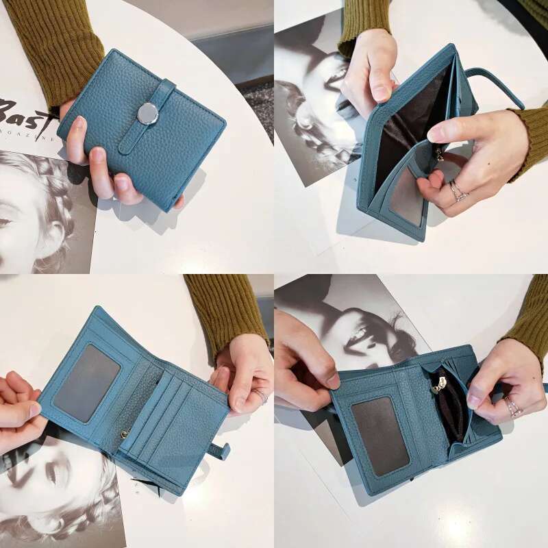 100% Cow Genuine Leather Womens Wallets And Fashion Small Money Bag Design Coin Purses Simple Wallet Card Holder