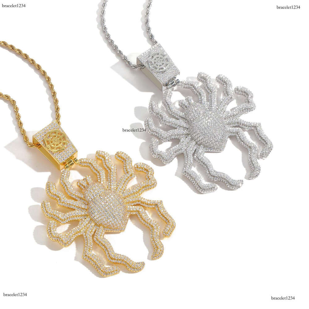 Luxury designer Spider Pendant Ice out VVS Moissanite Men Women's Hip Hop Necklace with free shipping