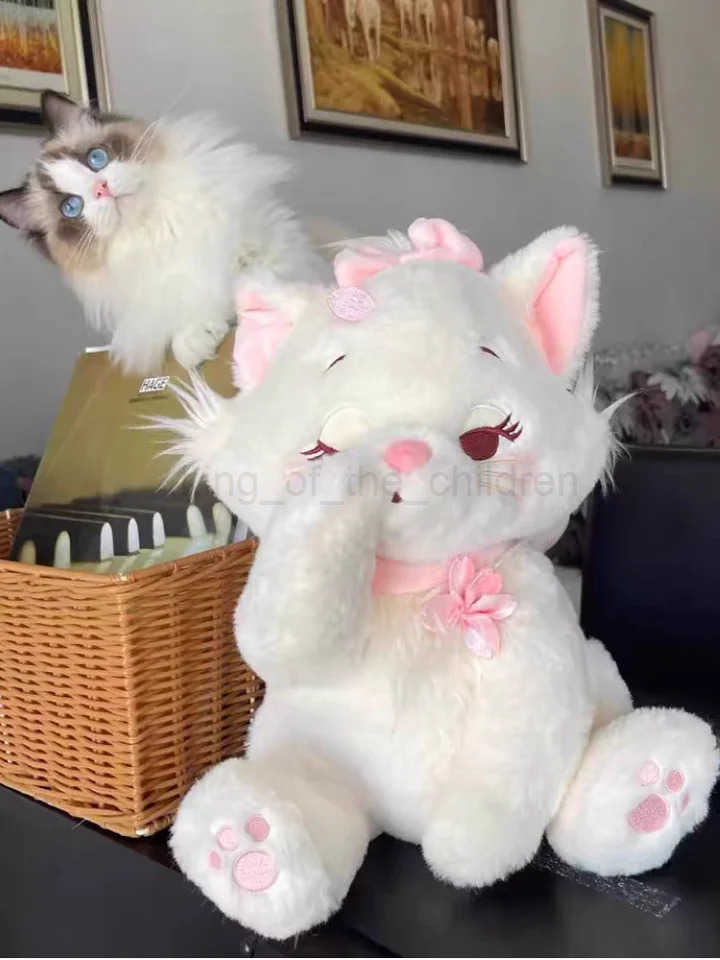 Disney Mary Cat Plush Doll Cherry Blossom Decorative Plush Doll Kawaii Mary Cat Girl Sleeping Plush Doll Birthday Gift Cute Girl Heart W20250423