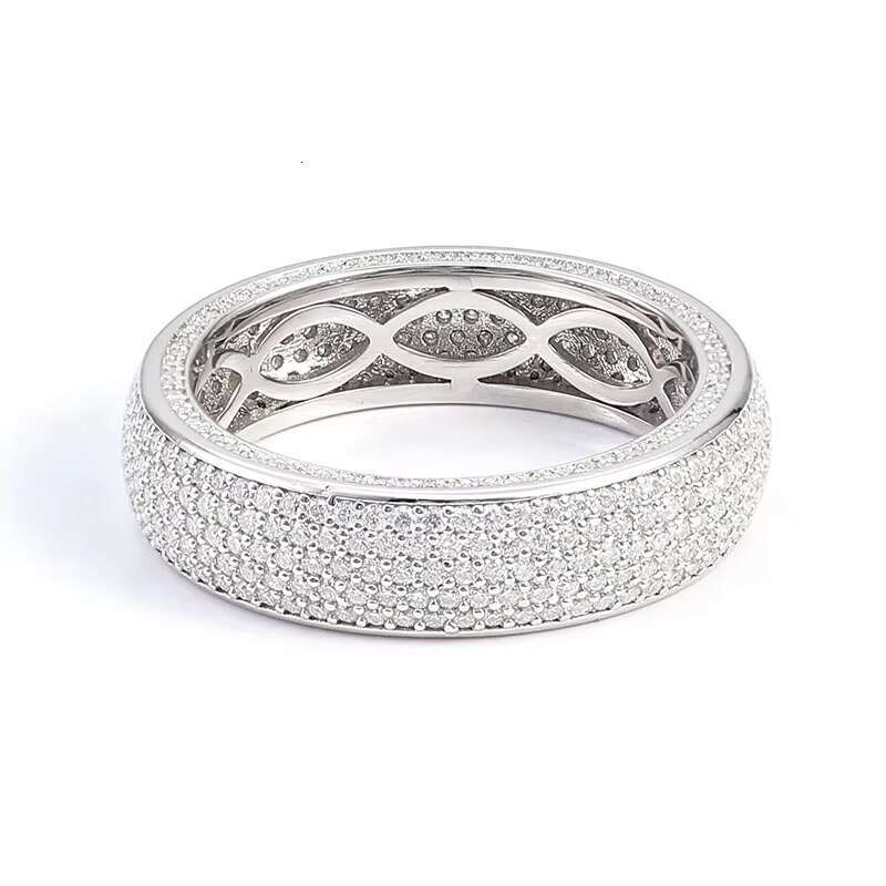 Popular Paved Moissanite Diamond Ice Out Mens Ring Band 925 Sterling Silver Engagement Wedding Ring