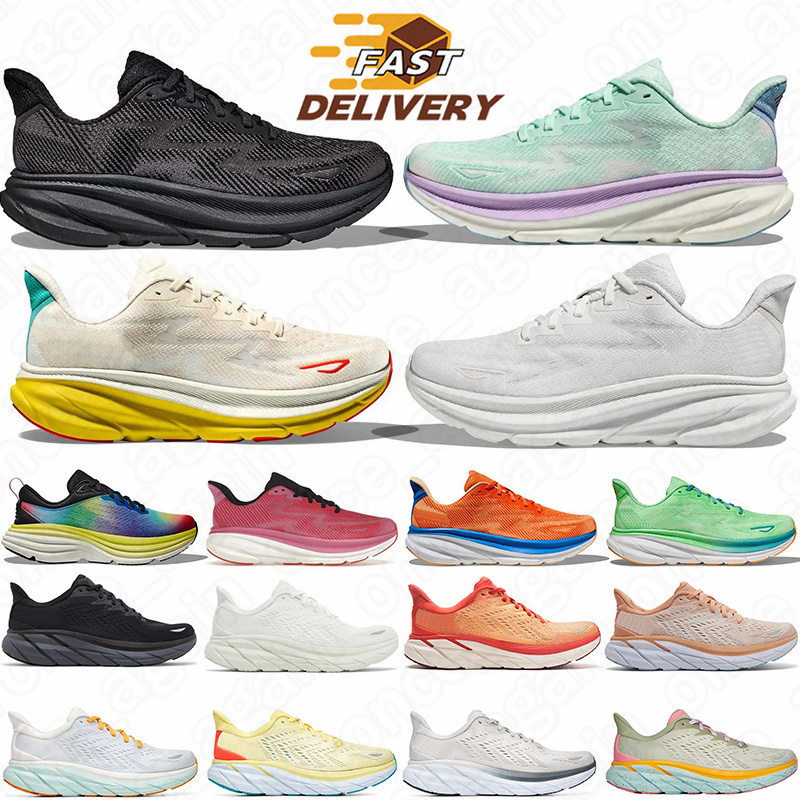 luxury running shoes men women Bondi 8 Clifton 9 Athleisure Breathable black white green yellow blue breathable outdoor sports runner casual shoe new arrive