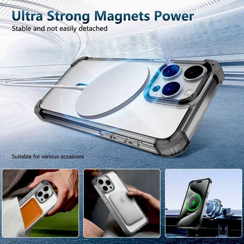 Shockproormor Magnetic Transparent Case iPhone 14 13 12 11 16 Pro Max Plus For Magsafe Wireless Charging Clear Cover