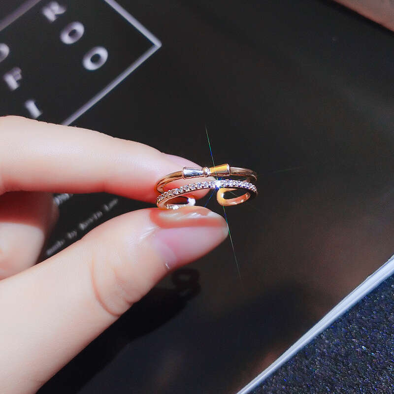 Light luxury bow opening niche design, simple personality, fashionable tail adjustable index finger ring, female