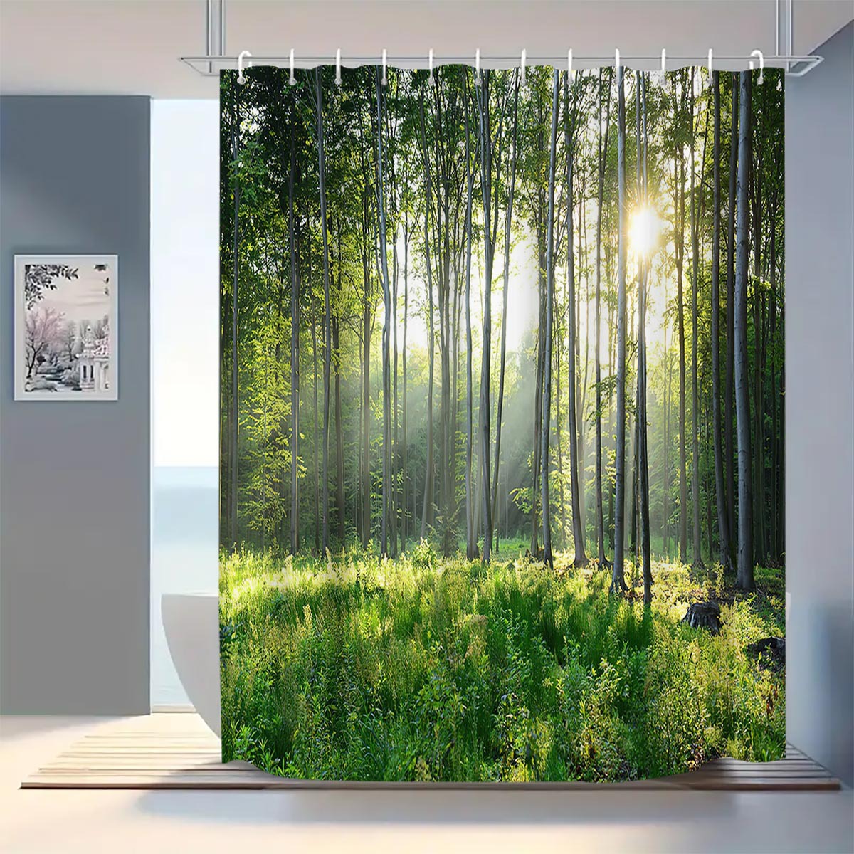 YL-37787 Checkered Waterproof Shower Curtain, Anti-mildew Bathroom Toilet Shower Separator Curtain