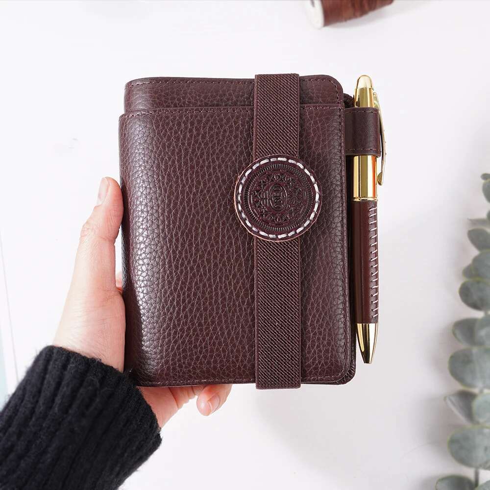 A7 Brown Leather Notebooks Kawaii Portable Pocket Books With Thickened 40 Blank Inner Page Hand Ledgers School Students' Dairy