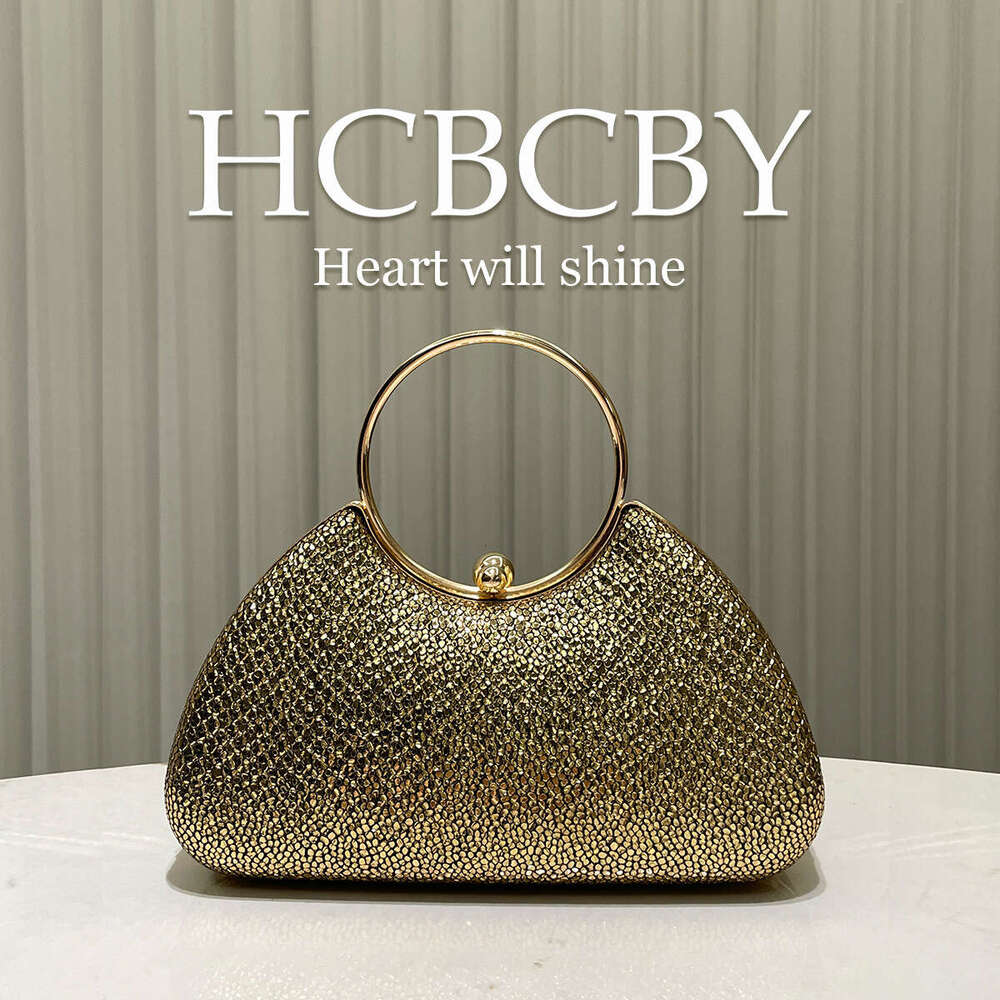 Golden Glitter PU Fabric Women's Fashionable Temperament Elegant Handbag Evening Bag