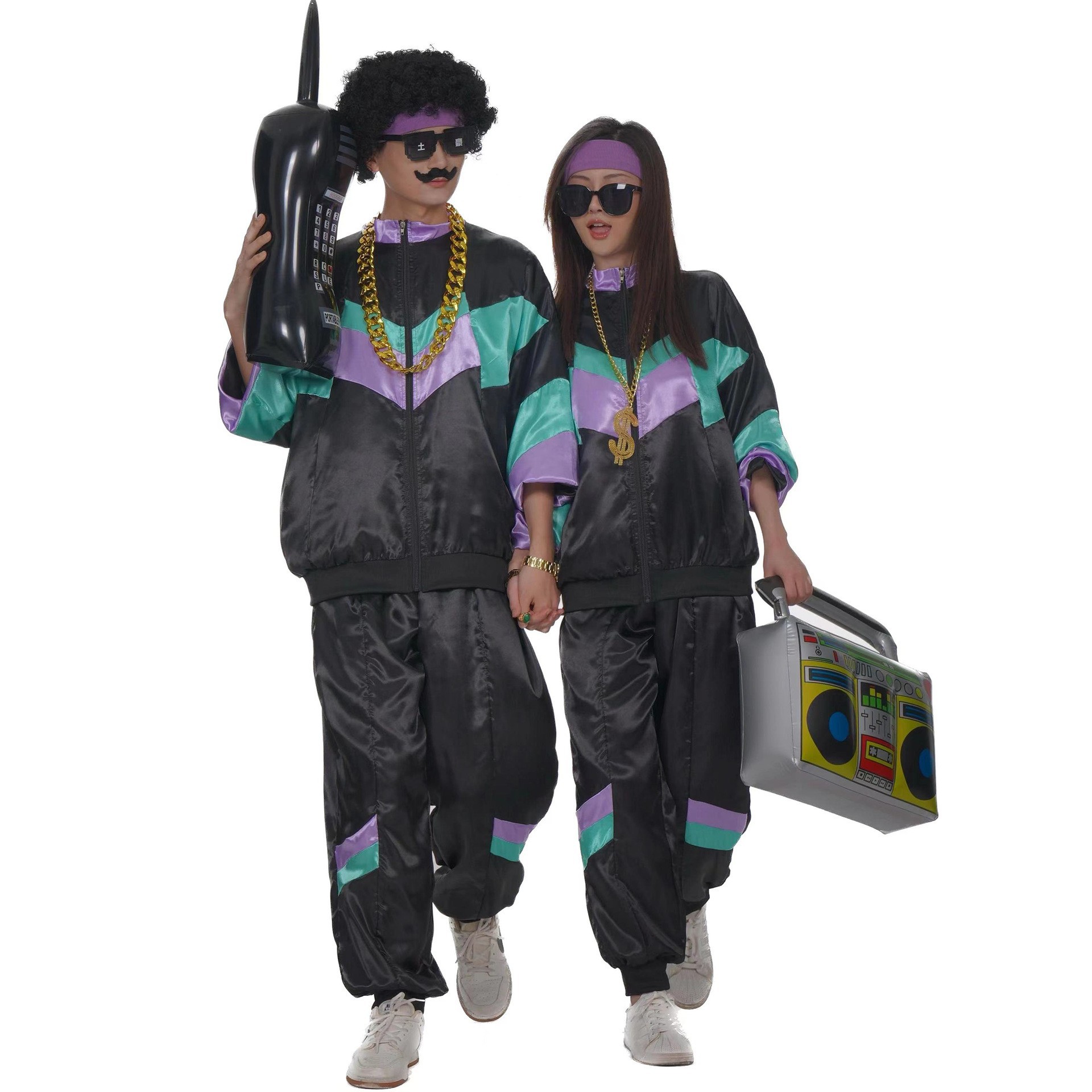Men's Tracksuits 1980s disco jackets and pants, jogging suits retro style 1980s theme party men's sportswear - view 3