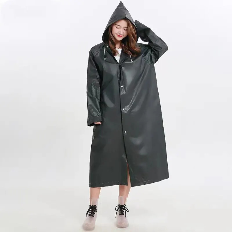 1PCS High Quality EVA Unisex Raincoat Thickened Waterproof Women Men Black Camping Waterproof Rainwear Suit 250421