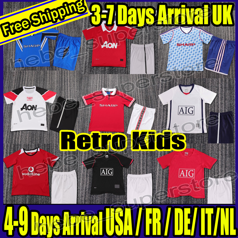 Retro Kids 2008 Retro soccer jerseys 1975 82 83 86 88 90 92 94 98 Ronaldo Rooney Giggs Nani 2001 06 07 08 United Scholes Tevez BERBATOV VIDIC classic football