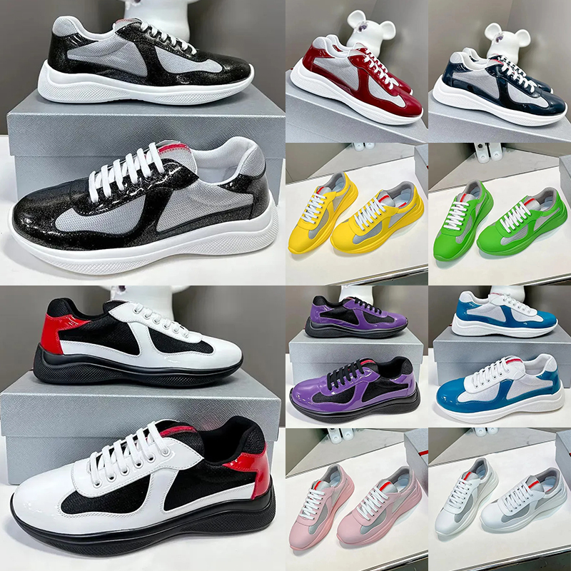 Free shipping designer America Cup sneakers for men women popular cups dress shoes patchwork mesh patent leather trainers