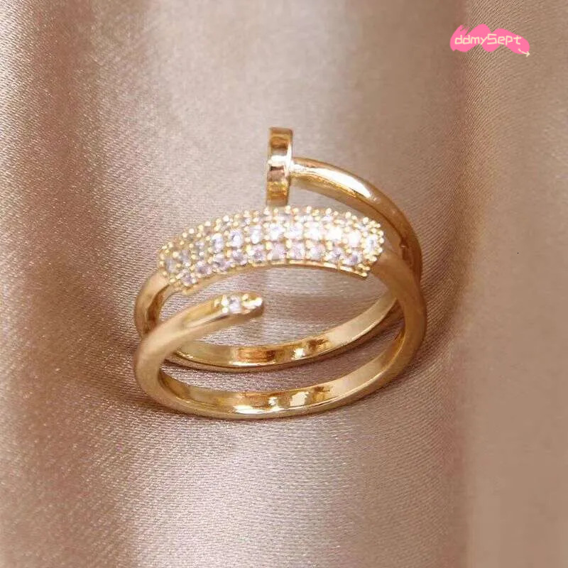 Rings Designer Luxury ring jewelry for women Copper plated with Three Circle Stud Adjustable opening Unique Fashion High-end Festival Vacation gifts d