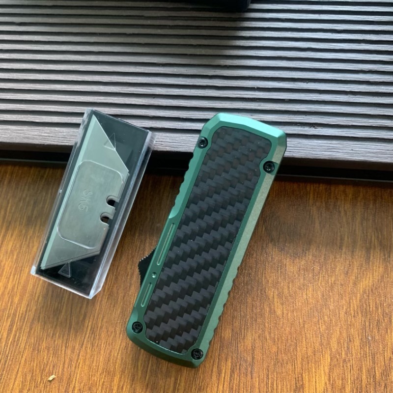 NEW Carbon Fiber OTF TECH Utility Knife SK5 Replaceable Blades Cutting Tool Paper Cutter EDC Tactical Gear Legal Pocketknife