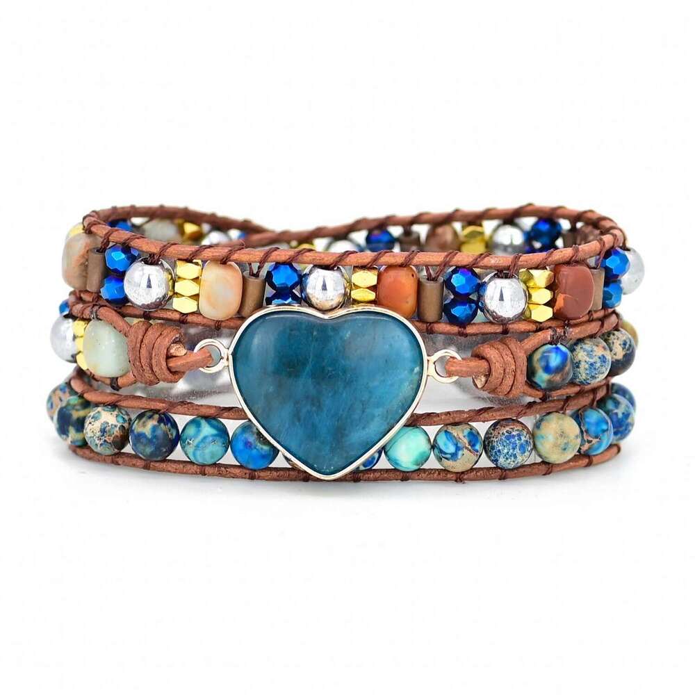 2021 New Love Apatite Fashionable Cowhide Weaving 3-layer Wrapped Bracelet