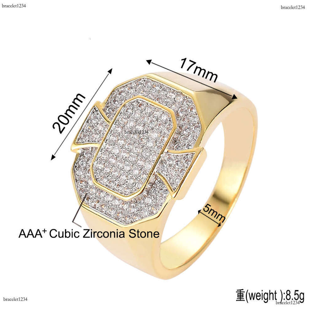 Luxury designer New Hip Hop Men Women's ring with real sterling silver gold-plated ice out of VVS Moissanite geometry Hip Hop ring