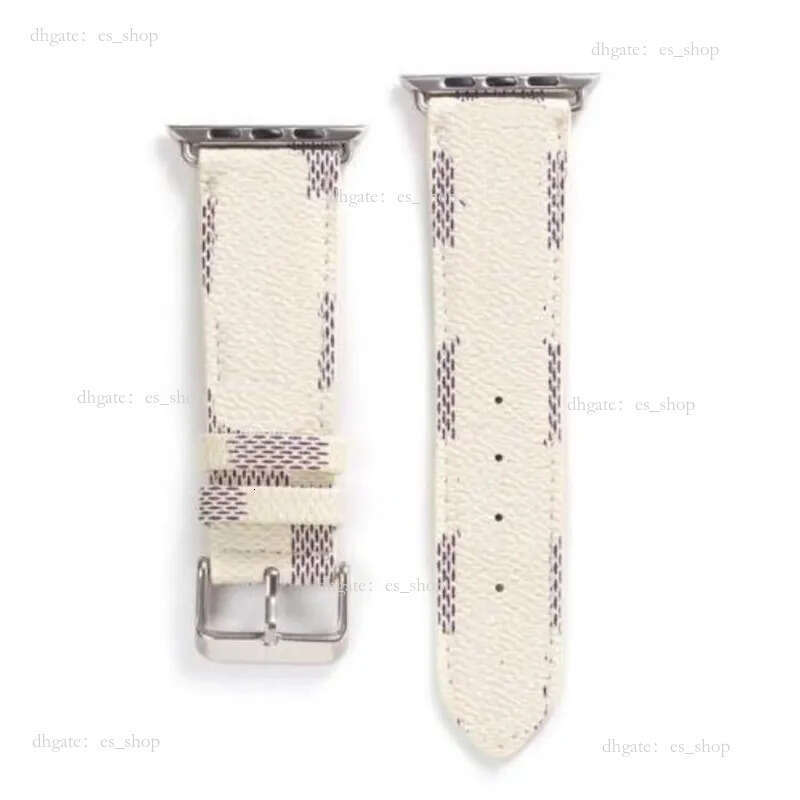 Fashion Designer Watchbands Straps for Apple Watch 10 9 8 7 6 5 4 3 2 1Straps Replacement watchband Leather White Square Bands iWatch Series 49mm 46mm 45mm 38mm