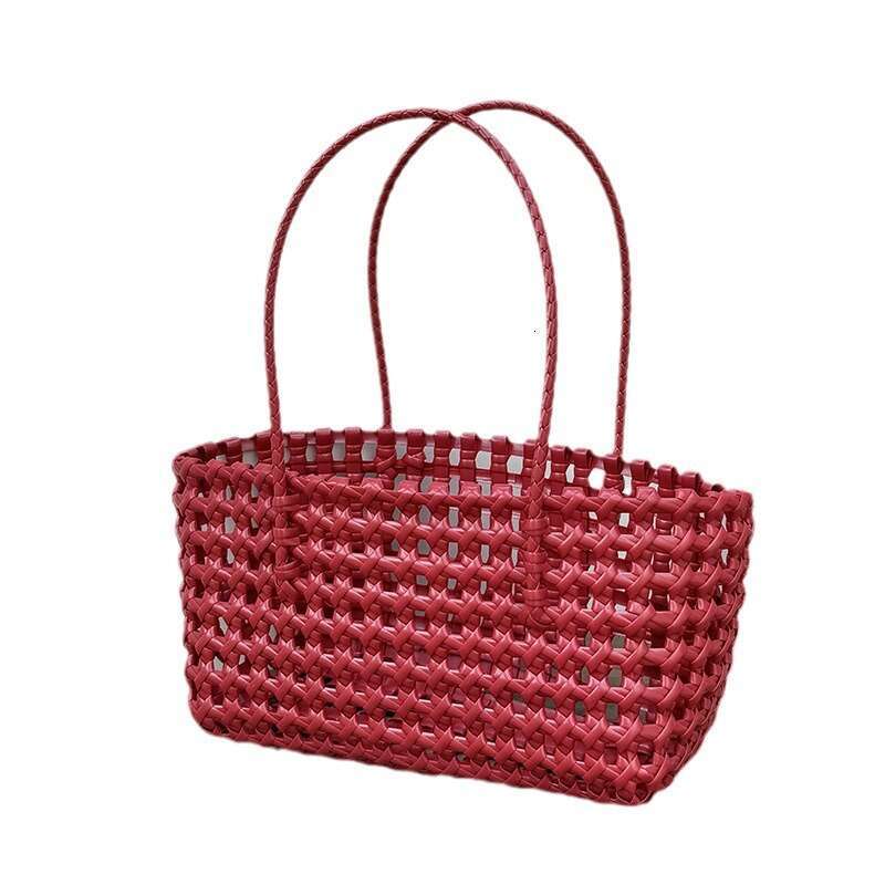 Handheld Hollow Woven Niche Vegetable Basket Vacation Shoulder Picnic Bag, Beach Bag B5