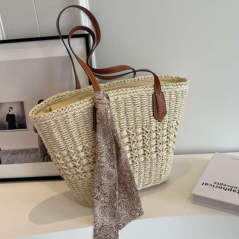 Ins Style Resort Beach Bag Trendy Grass Women S Woven New Vacation Beach Shoulder Tote Bag Versatile Summer KQ