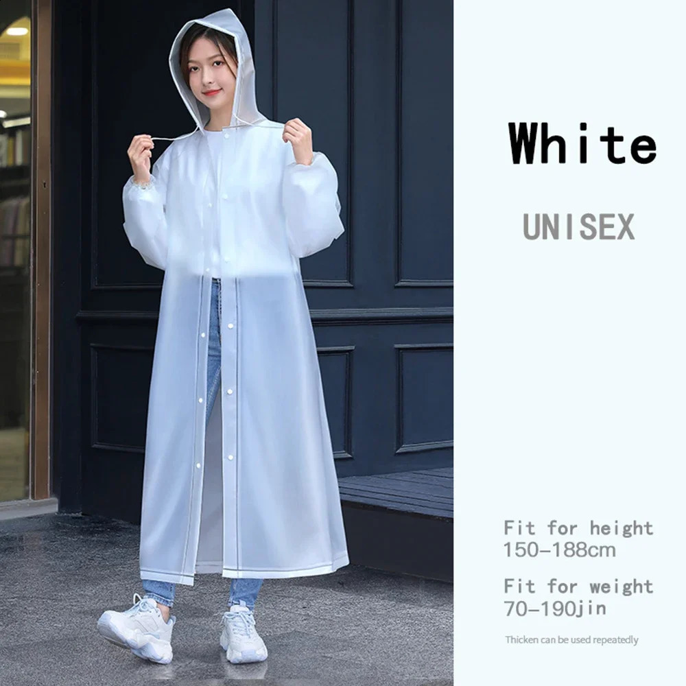 1PCS High Quality EVA Unisex Raincoat Thickened Waterproof Rain Coat Women Men Black Camping Waterproof Rainwear Suit 250421