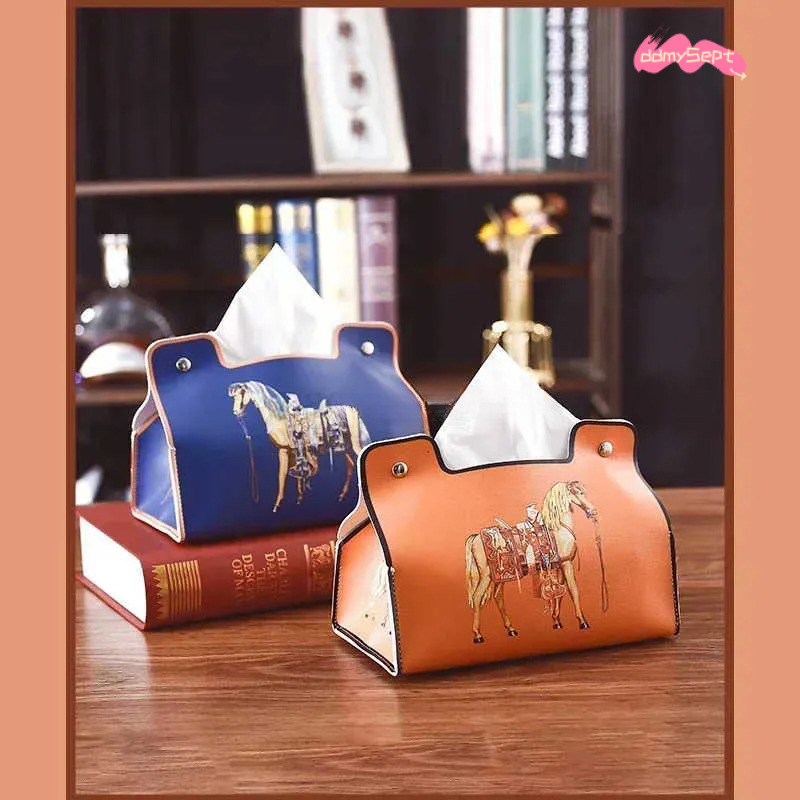Vintage Style Car Tissue Holder: PU Leather Napkin Dispenser with Cosmetic Storage for Auto or Home ddmysept