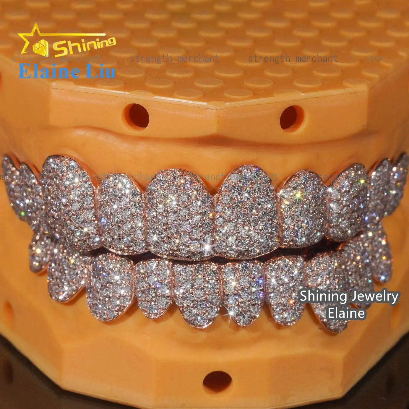 Custom Silver 10k 14k 18k Real Gold Grillz Lab Grown Diamond HPHT Vvs Moissanite Natural Diamond Hip Hop Iced Out Grillz