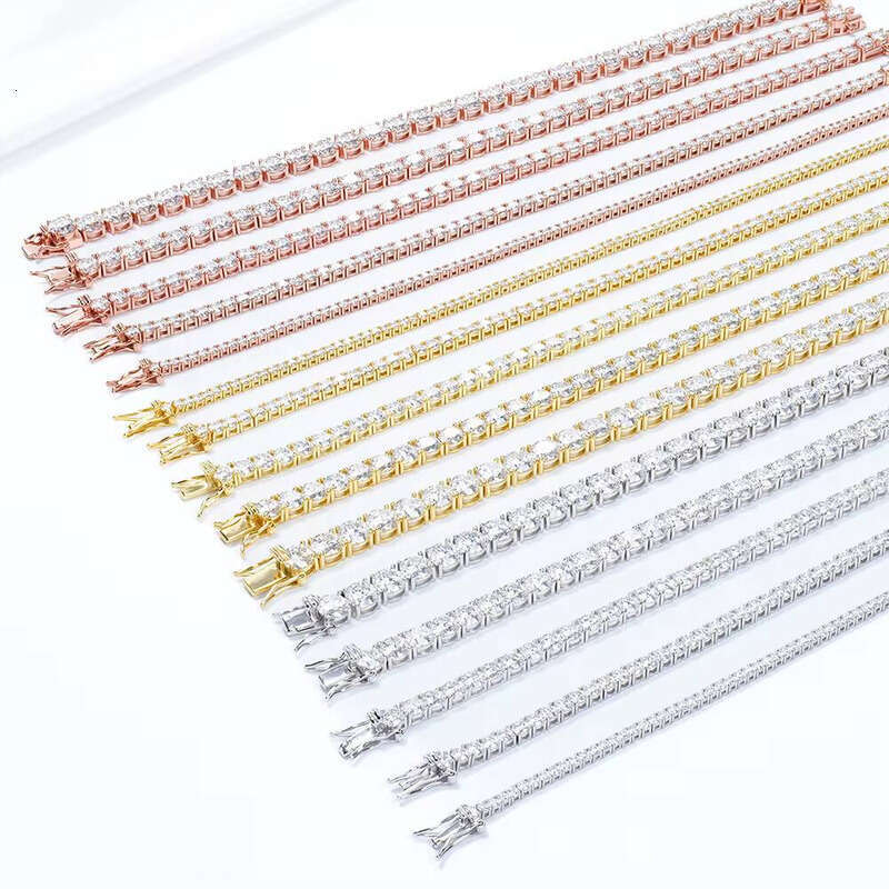Hiphop Jewelry 4mm Four-Prong Sier White Yellow Rose Gold Plated Round Brilliant Cut Moissanite Tennis Bracelet aaa aaa aaa