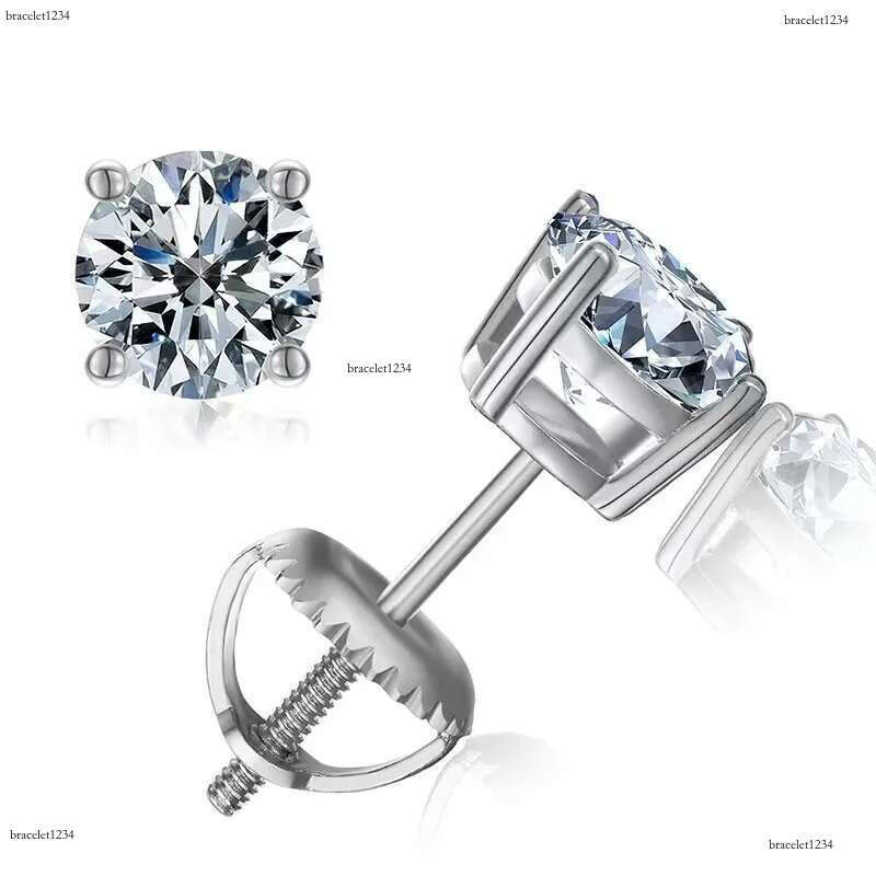 High quality pass dia tester vvs moissanite designer for women sterg sier stud earrings gold plated mens screw back earring jewelry valentines day gif