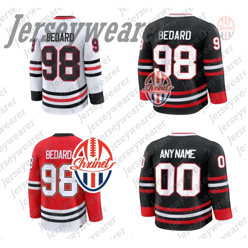 Chicagocity 98 Bedard 2025 26 Black Returns Hockey Jersey Petr Mrazek 23 Kurashev Philipp Kurashev Teuvo Teravainen 86 Teravainen 55 Levshunov Hockey Jerseys