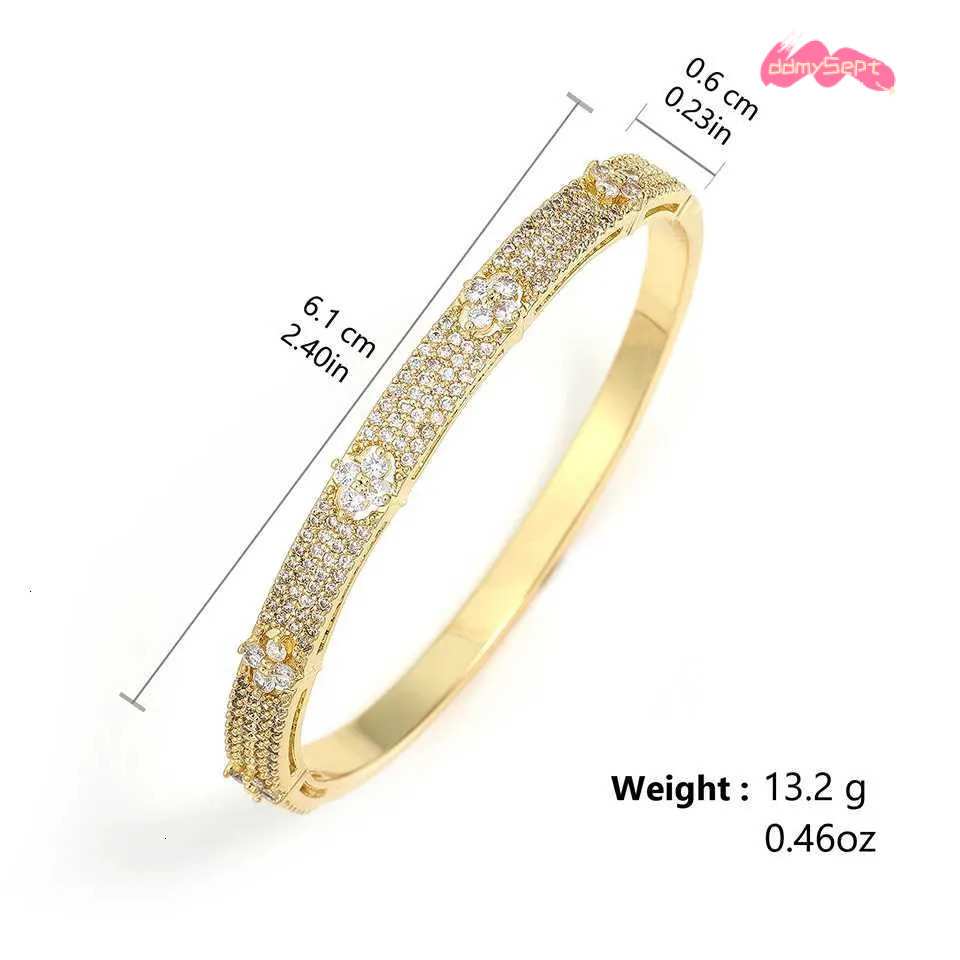 Zircon Bangle Bracelet Open Brass Flower Design Cuff for Women Exquisite Wedding Party Jewelry Gift H11.21 ddmysept