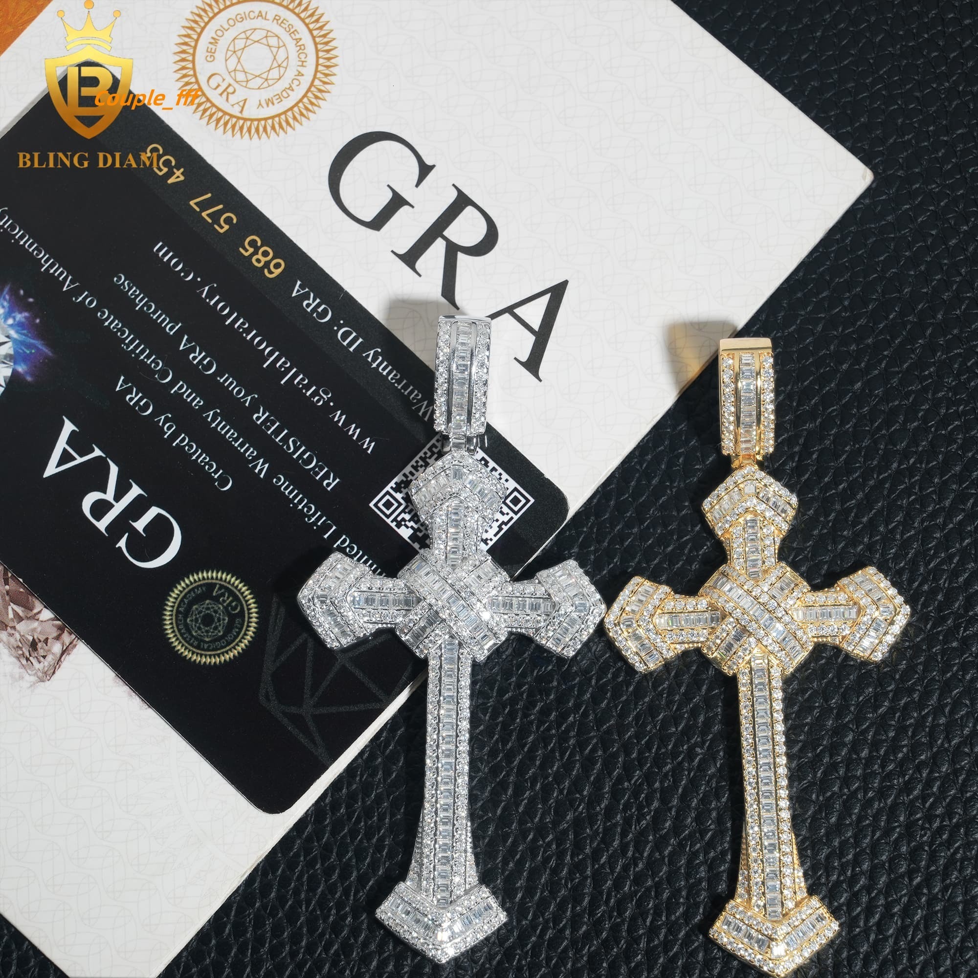 High Quality Hip Hop Jewelry 925 Sterling Silver Iced Out Moissanite Cross Pendant Pass Diamond Tester