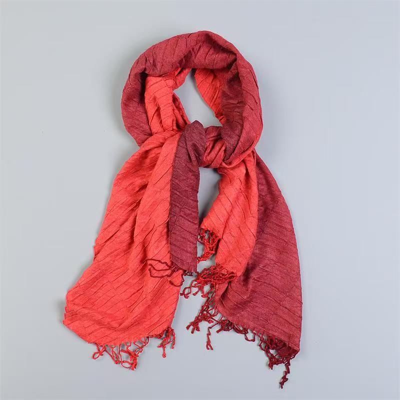 T535 autumn and winter warm lengthened and widened tassel scarf neckband men and women comfortable cotton silk retro style shawl