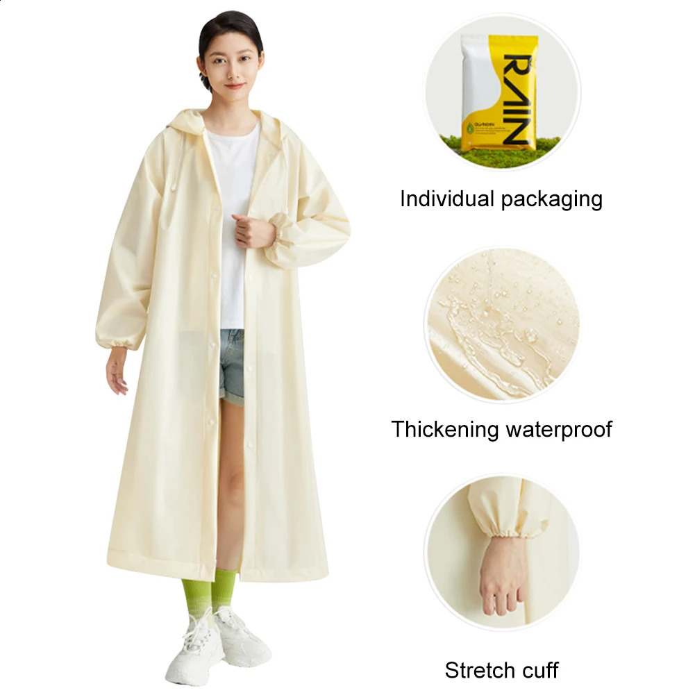 Adult Raincoat Hooded One-piece Long Raincoat Reusable Poncho Outdoor Rainwear For Women And Men Transparent Waterproof Poncho 250421