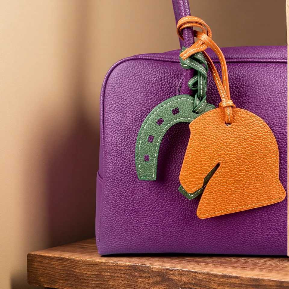 Handmade Leather Horse Head Horseshoe Charms Set-Premium Thick Leather-Mix Match Colors-PU Leather-Ideal Bag Accessory Z251120
