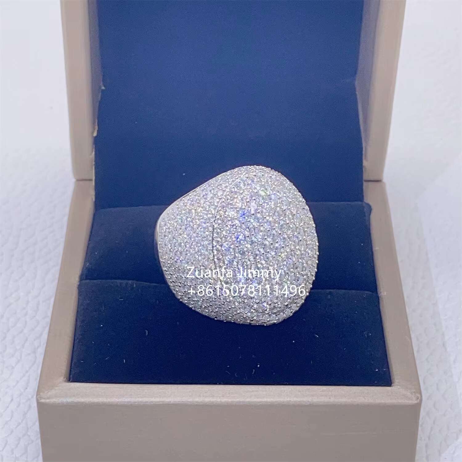 Pass Diamond Tester Iced Out VVS1 Moissanite Rapper Jewelry Cool Pinky Man Rings Hip Hop Men White Gold Plated Diamond Ring