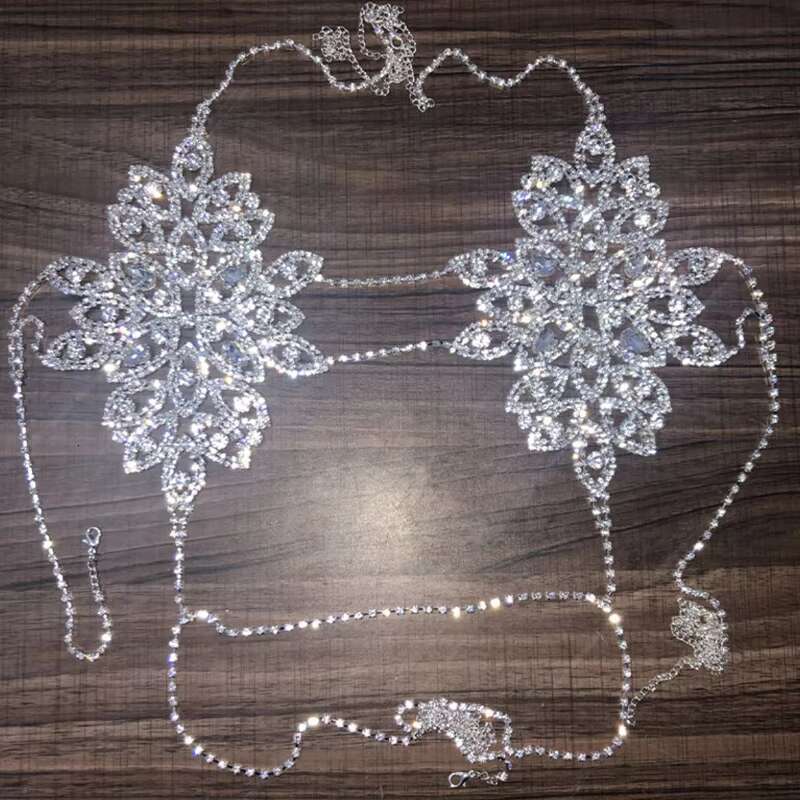 Cross-Border Hot New Arrival Body Chains Rhinestone Pattern Bra Panties Luxury Sexy Chain