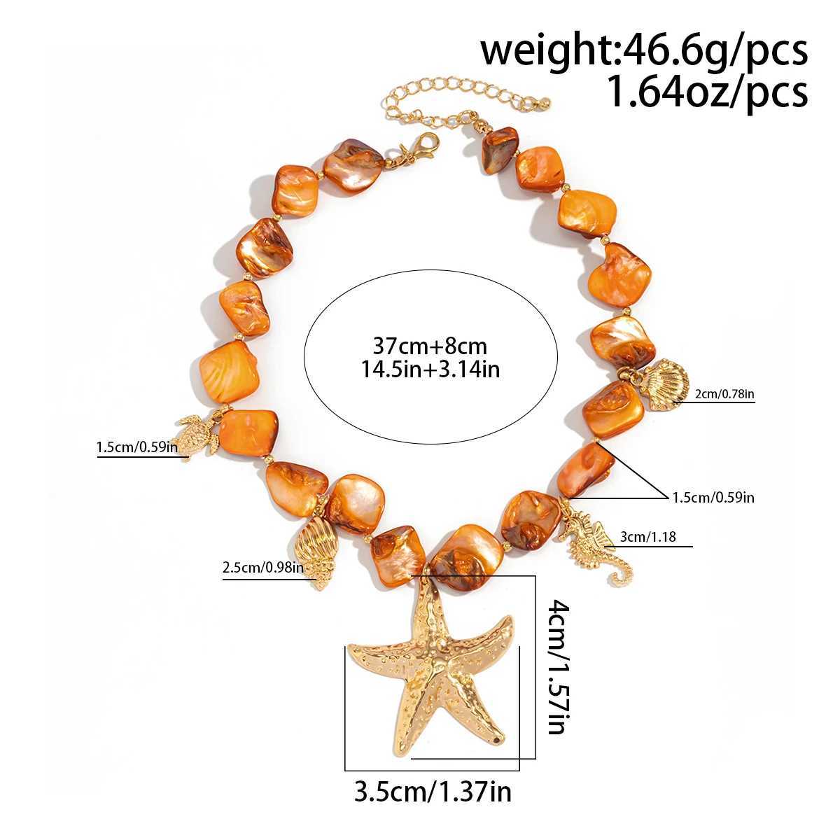 Ingemark Bohemian irregular chain necklace suitable for womens summer beach vacations starfish conch pendant necklace Y2K jewelryXJ250422