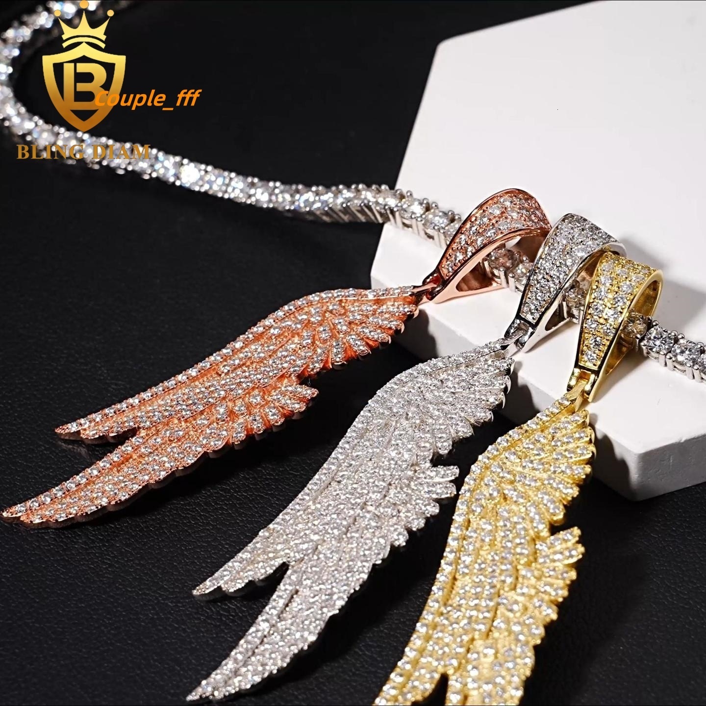 Wholesale Price Wing Pendant Hip Hop Fine Jewelry Vvs Moissanite Iced Out 925 Silver Charm Pendants