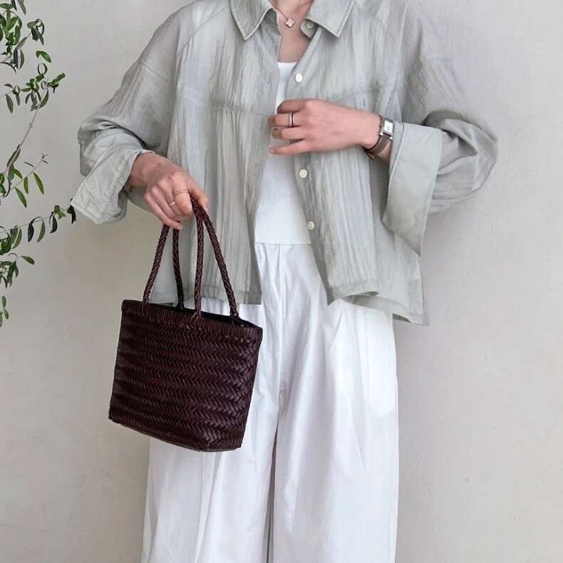 Ins Style Resort Beach Bag Vegetable Basket Hand Woven Summer Niche Seaside Vacation Handbag Large Capacity Tote Bag Women S KQ