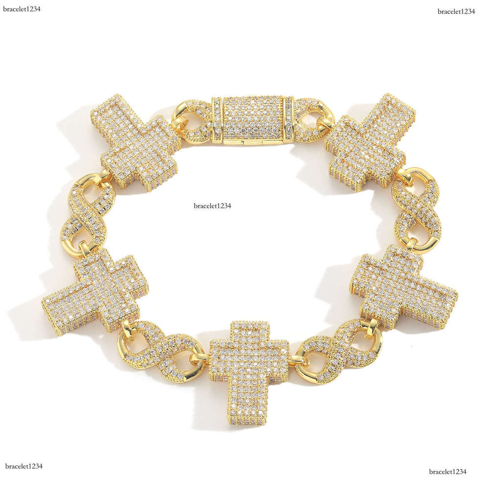 Luxury Hip hop bracelet Cross figure-eight Cuban chain Ice out VVS Moissanite men's and women's bracelets Free delivery
