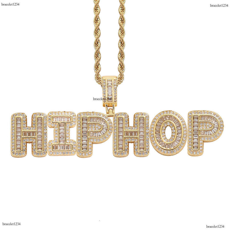 Hip Hop personalized rock candy alphanumeric combination pendant T square Ice out VVS Moissamite necklace for men and women Free delivery
