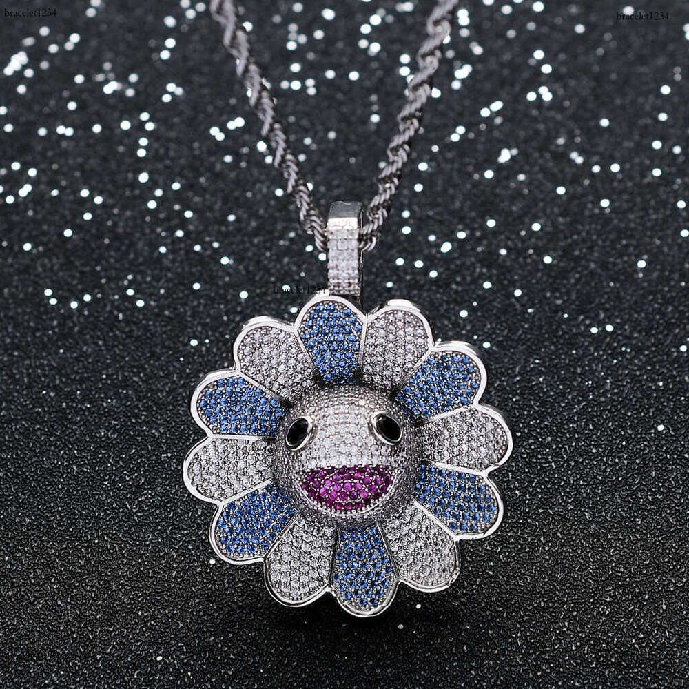 Luxury Designer Rainbow Water Necklace Miniature Inset Sterling Silver Ice Out VVS Moissanite Hip Hop Full Diameter Rotating Pendant FREE shipping