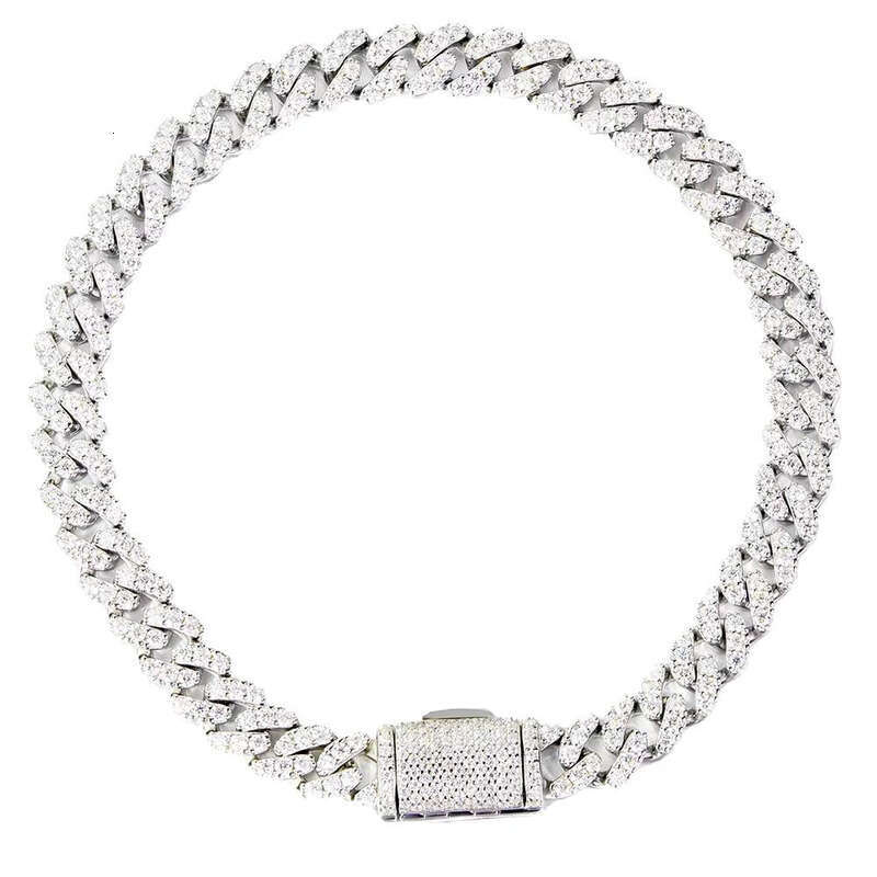 Sier Cuban Slim Chain 6mm Width Vvs Diatoeous Earth Bracelet Gift aaa aaa