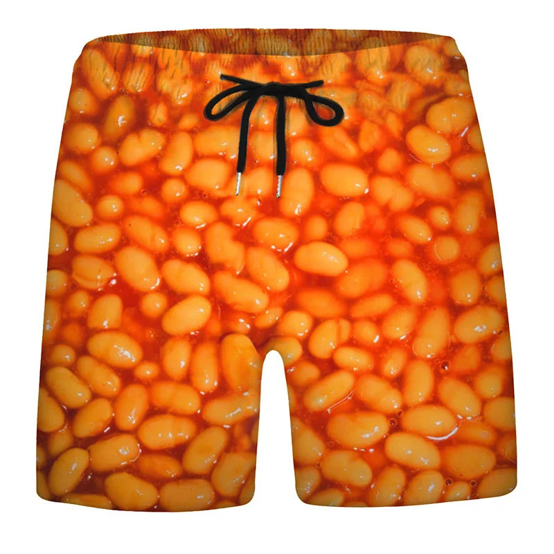 Sausage food graphic beach shorts mens shorts 3D cheese printing elastic waist board luggage swimsuit homme 2023 ice 250414Z
